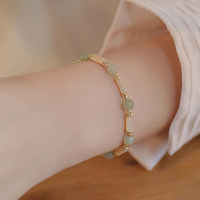 Buddha Stones Tridacna Stone Red Agate Hetian Jade Blessing Bracelet Bracelet BS 4