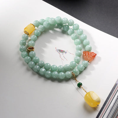 Buddha Stones 925 Sterling Silver Natural Jade Amber Butterfly Luck Abundance Bracelet Bracelet BS 1