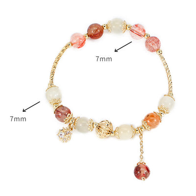 Buddha Stones Colorful Rutilated Quartz Cat Eye Zircon Auspiciousness Bead Bracelet Bracelet BS 9