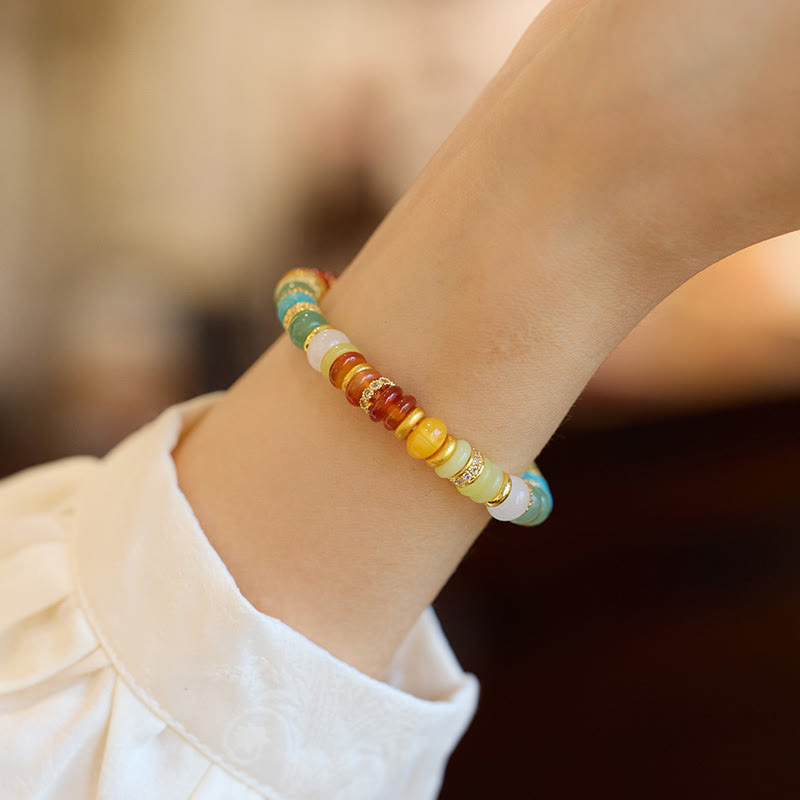 Buddha Stones Natural Red Agate Jade Rainbow Confidence Bracelet Bracelet BS 3