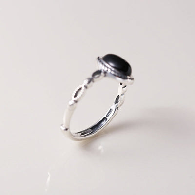 Buddha Stones 925 Sterling Silver Black Onyx Fortune Ring Ring BS 5