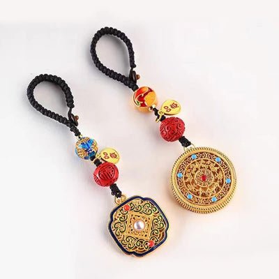 Buddha Stones Fu Character Blessing Ruyi Charm Key Chain Key Chain BS 19