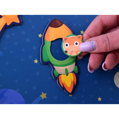 Libro de puzles magnéticos STEAM, 50 piezas - Tema espacial
