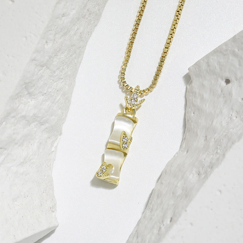 Buddha Stones Chalcedony Bamboo Pattern Harmony Necklace Pendant Necklaces & Pendants BS 4