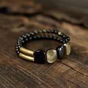 Bracelet de renforcement Foviel en obsidienne noire et obsidienne dorée
