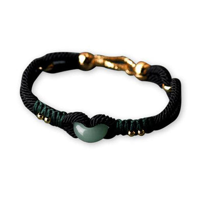 Buddha Stones Tibetan Jade Lucky Black Rope Couple Bracelet Bracelet BS 2
