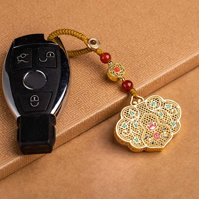 Buddha Stones Lock of Good Wishes Fu Character Luck Blessing Key Chain Key Chain BS 10