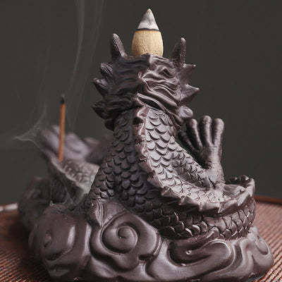 Buddha Stones Dragon Playing Ball Flower Protection Incense Burner Decoration Incense Burner BS 13