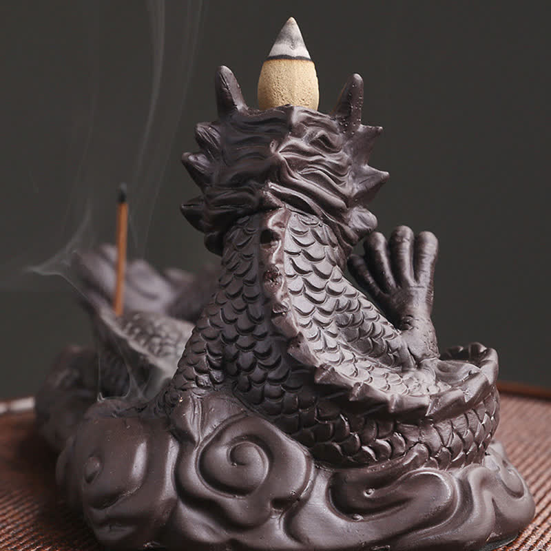 Buddha Stones Dragon Playing Ball Flower Protection Incense Burner Decoration Incense Burner BS 13