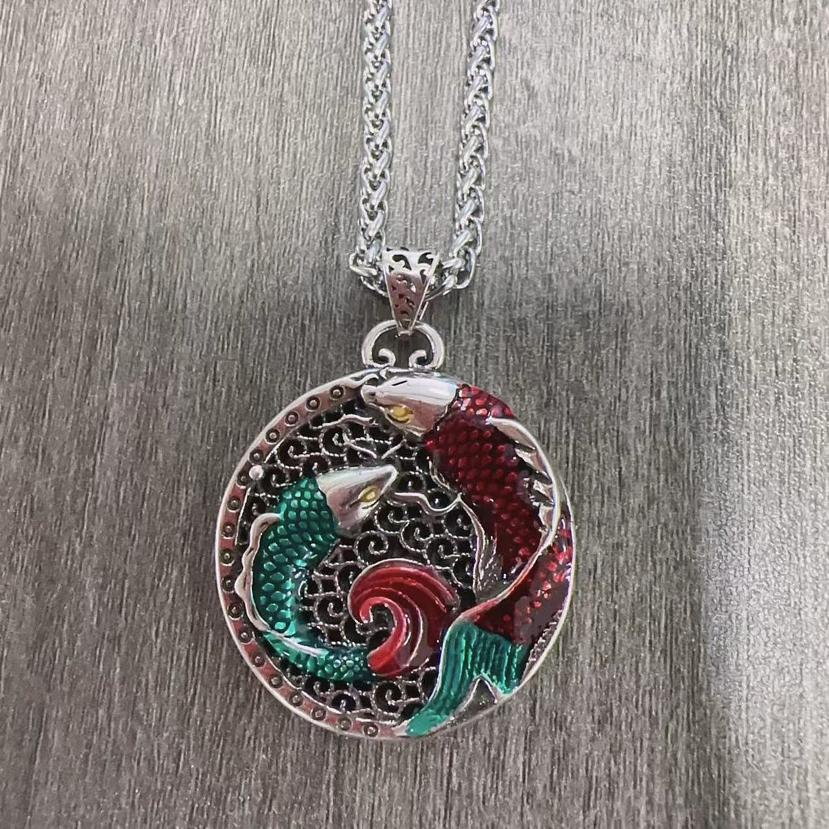 Buddha Stones Tibetan Copper Koi Fish Healing Necklace Necklaces & Pendants BS Necklace-With Keel Chain(Necklace length: 60cm)