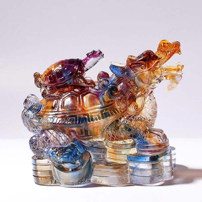 Buddha Stones Feng Shui Dragon Turtles Handmade Liuli Crystal Art Piece Protection Home Office Decoration Decorations BS 1
