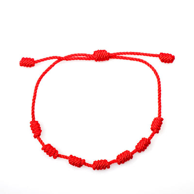 Buddha Stones 4Pcs Evil Eye Seven Knot Red String Protection Bracelet Bracelet BS 11