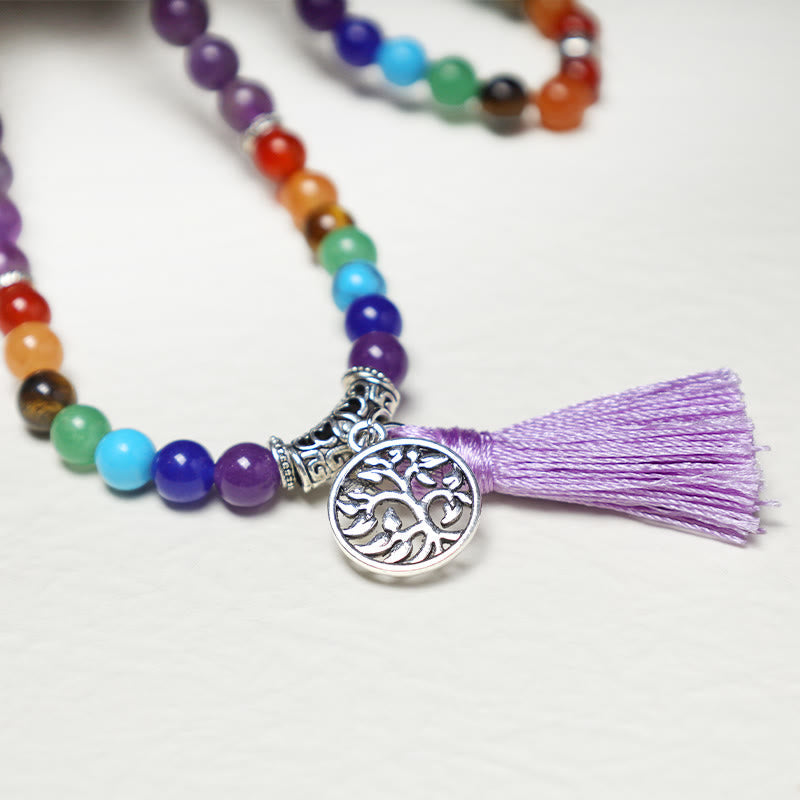 Collier et bracelet multicouche de méditation et de guérison Foviel, chapelet bouddhiste Mala 108 perles