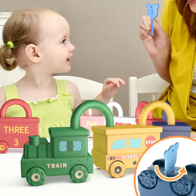 Fidtoy Unlock Train Team – Multiple Train Carriage With Locks for Kids