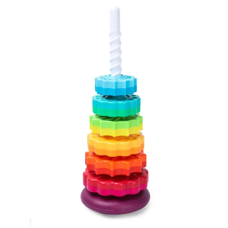 Fidtoy Juguete Apilable Giratorio Arcoíris – Juguete Sensorial de Aprendizaje para Niños Pequeños de 1+ años