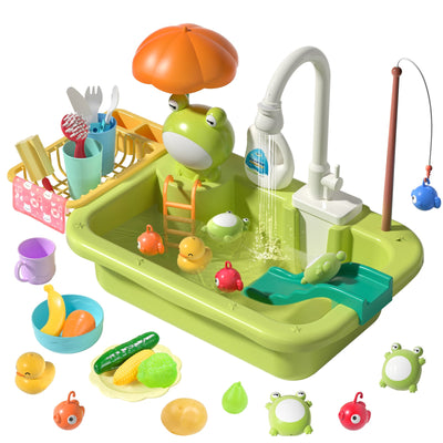 Fidtoy Kitchen Sink Playset with Running Water for Kids 3+