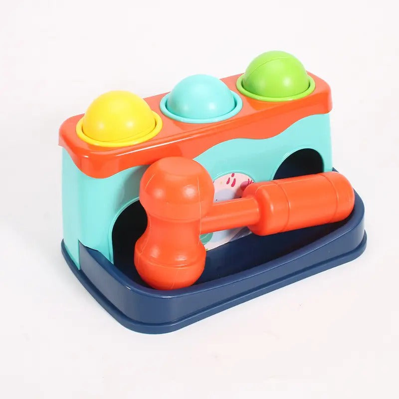 Fidtoy Plastic Knock Ball Hammering Table for Toddlers 12+ Months Pounding Ball Toy with Hammer Balls and Track
