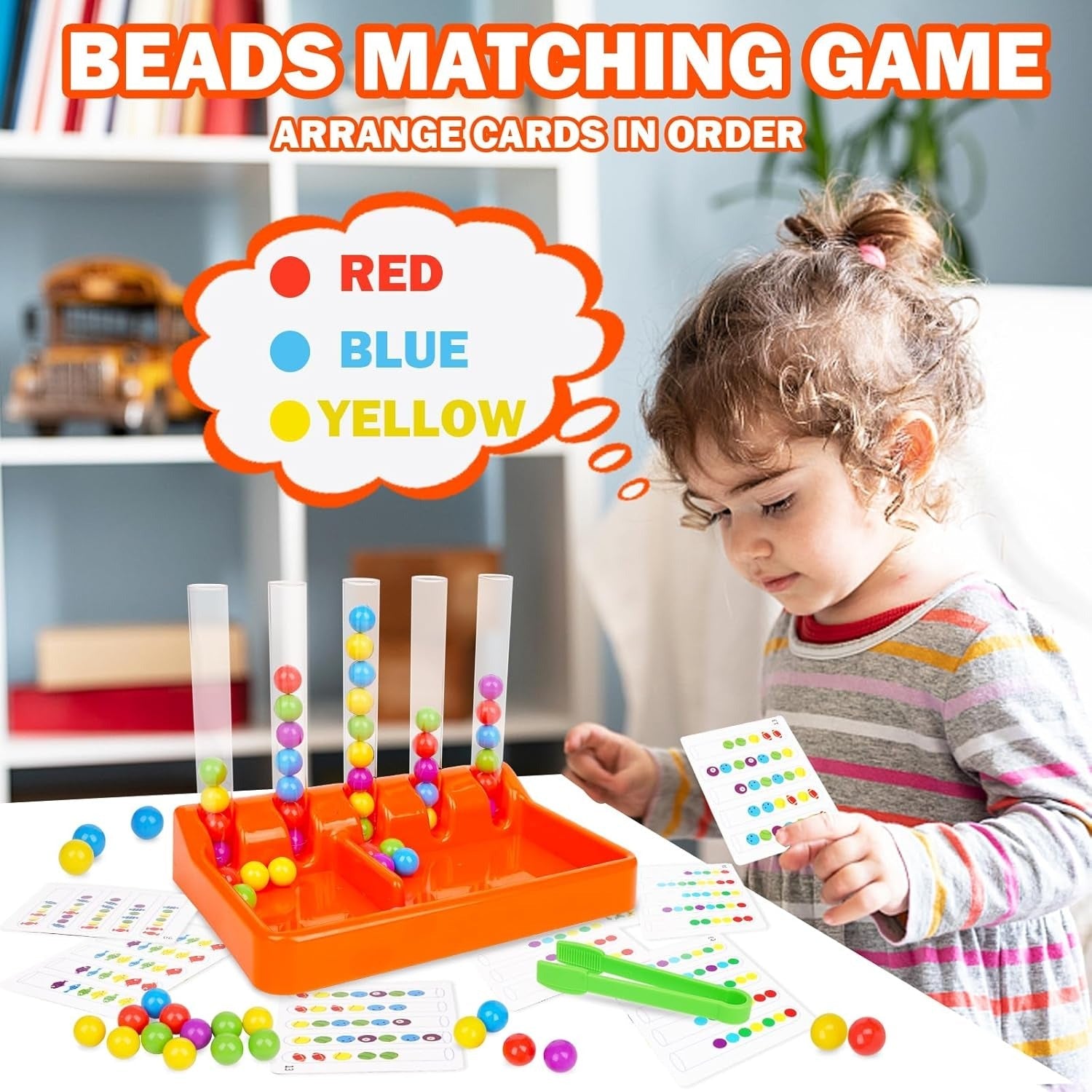 Fidtoy Color Classification Matching Beads Holder Game for Kids Counting & Color Sorting Toy