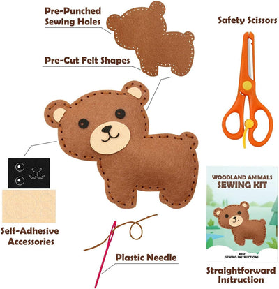 Kit de couture animaux en bois pour enfants