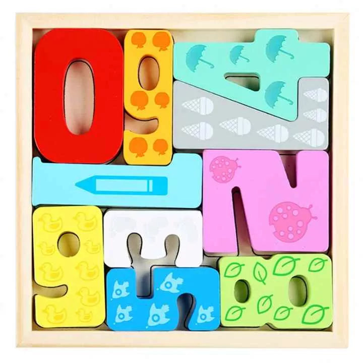 Fidtoy 3D Assembling Puzzle Board Random Design, Wooden Farm Animal Puzzle Board, Number Matching Fine Motor Learning Toy for Kids