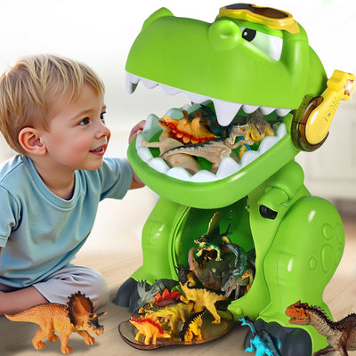 Juego de juguetes de dinosaurios grandes Fidtoy con caja de almacenamiento T-Rex