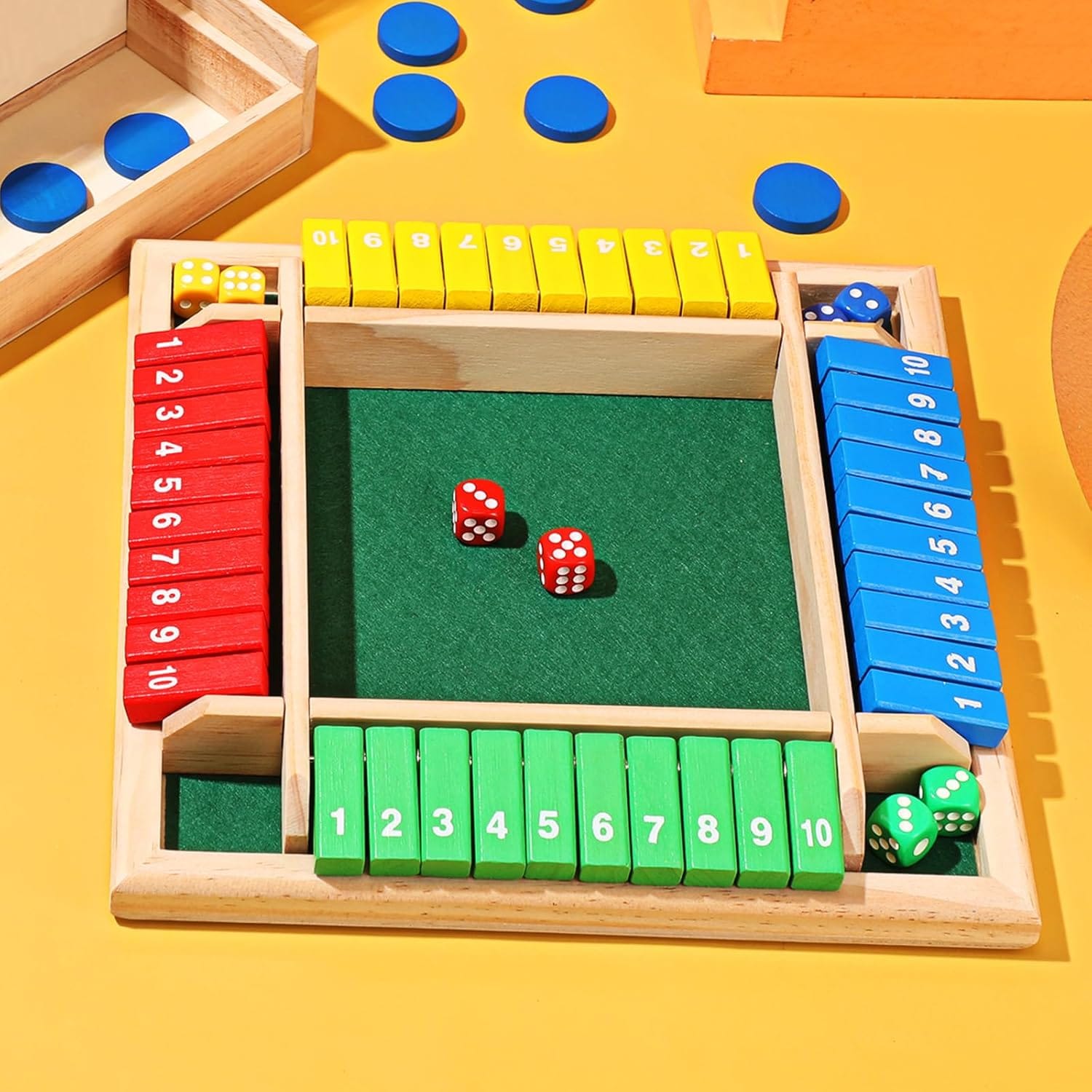 Fidtoy Colorful Wooden Dice Number Game for Family Montessori Math Board Game