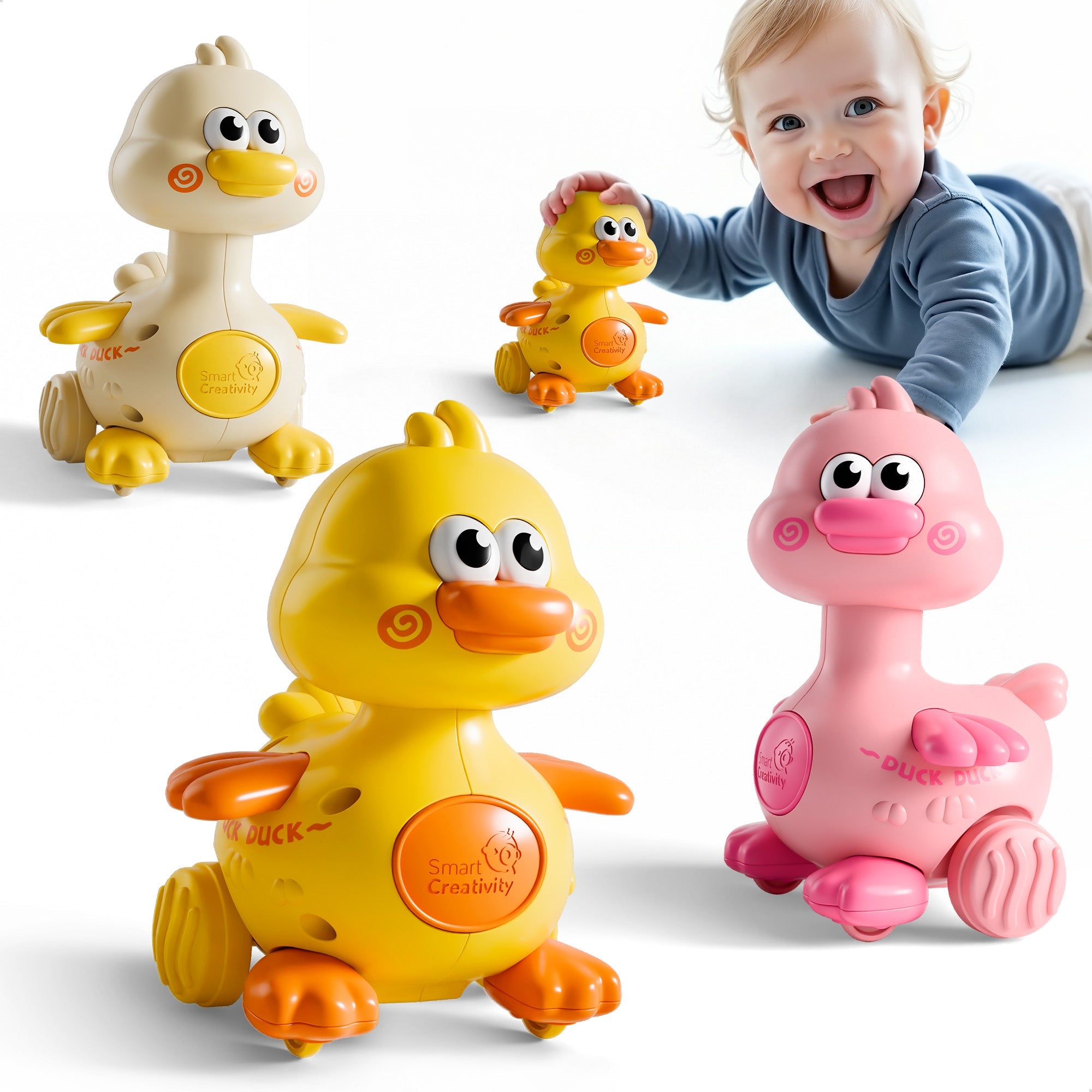 Juego de coches de juguete de pato Fidtoy Press to Go para niños pequeños