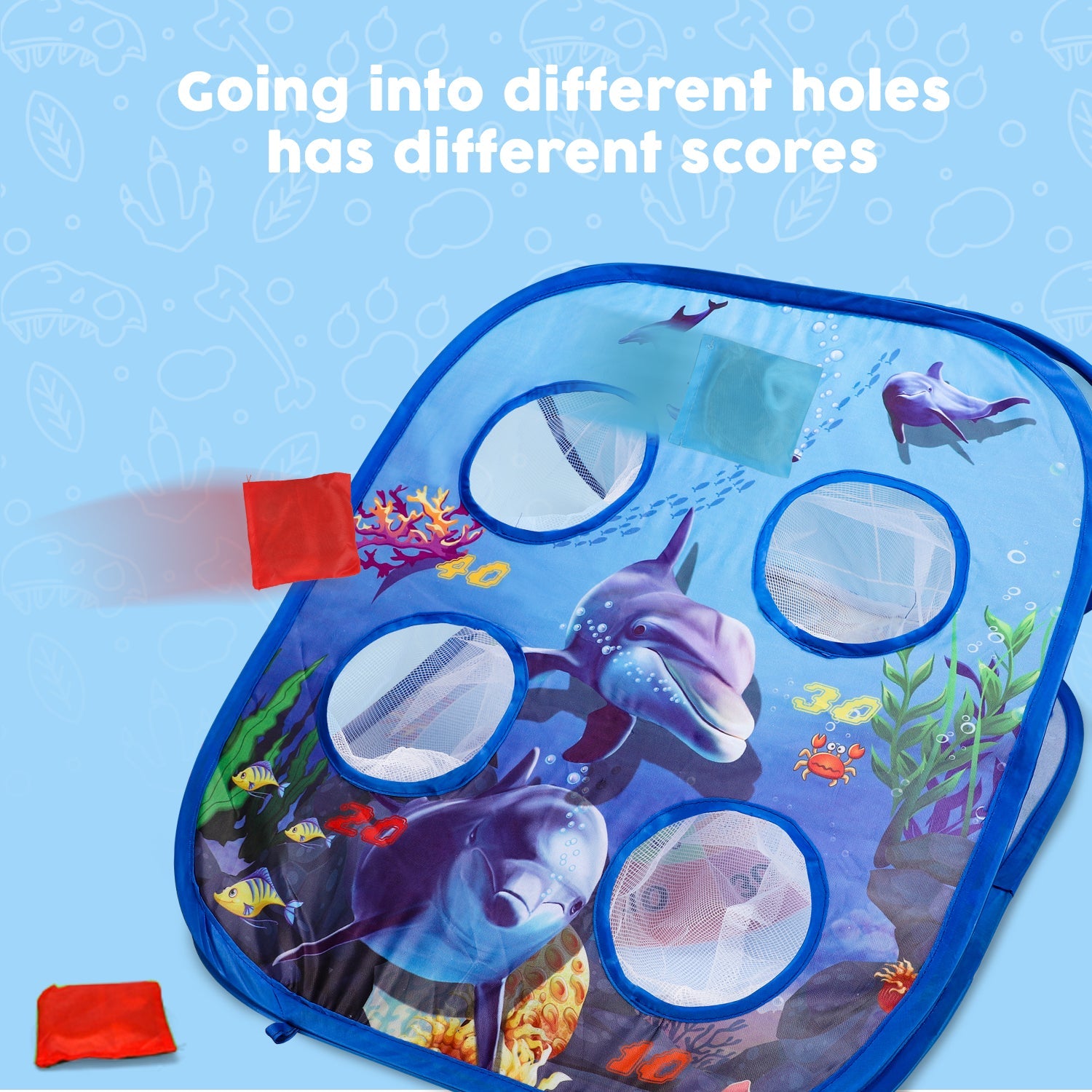 Juego Fidtoy Ocean Bean Bag Toss 2 en 1, juego para niños al aire libre