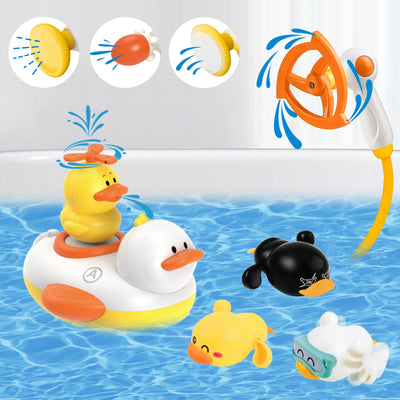 Juego de juguetes de baño Fidtoy Duck con patos rociadores y cabezales de ducha