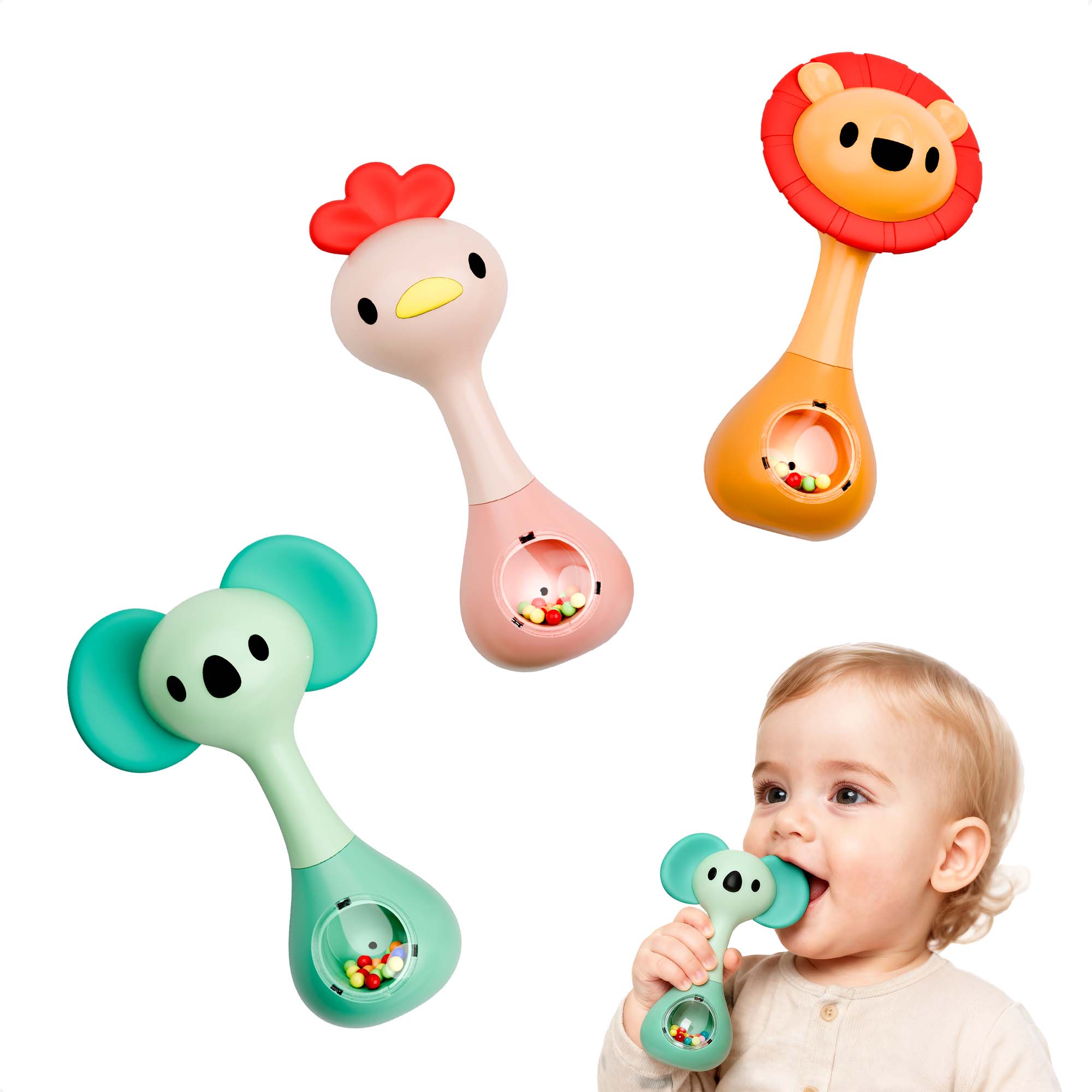 Fidtoy Baby Shaker Rattle Teether Toy Set for Newborns