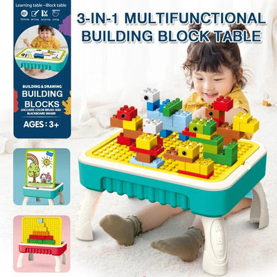 Fidtoy Table de construction multifonctionnelle 3 en 1, mallette, table de construction portable en plastique et ensemble de planches à dessin, jouet créatif pour la motricité fine, 3 ans et plus