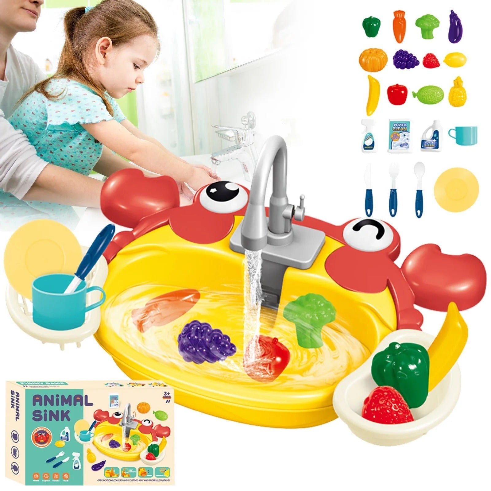 Bonito Set de Juego de Fregadero de Cocina con Animales - 830