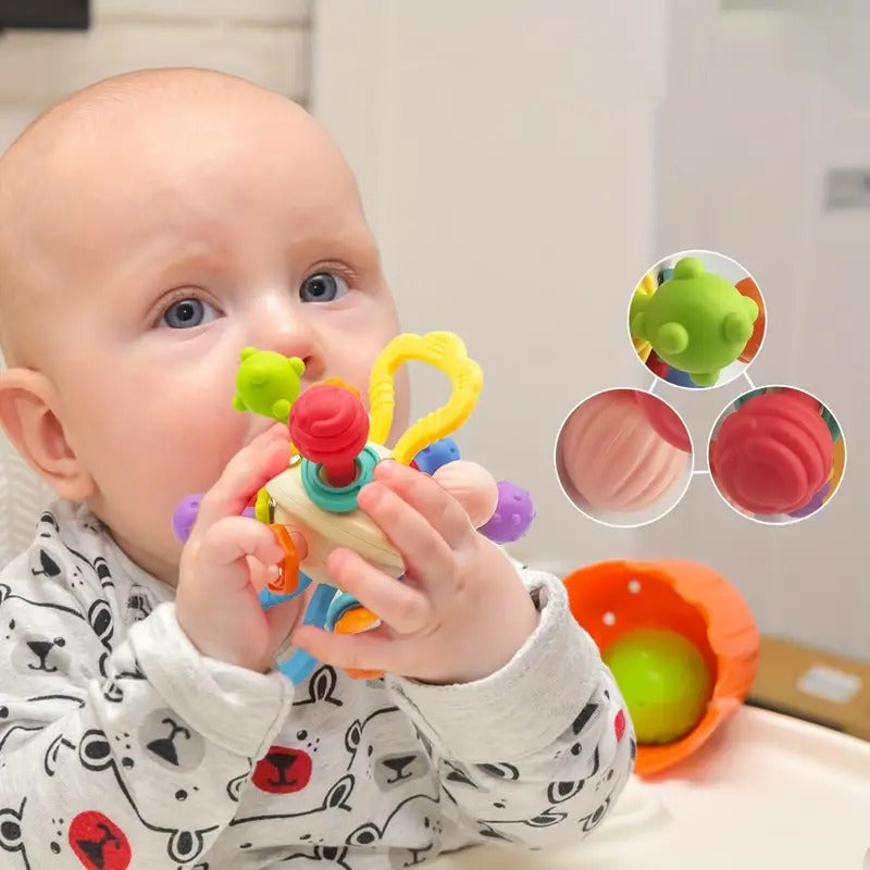 Fidtoy Colorful Teething and Sensory Baby Rattle Toy for Babies Fine Motor Grasping Exploration Play