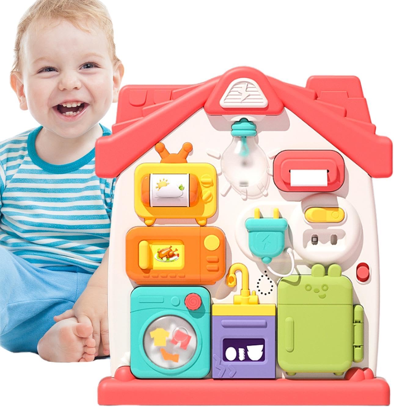 Fidtoy Multifunctional House Busy Board for Babies Sensory Fine Motor Learning Activity Toy Age 6M+