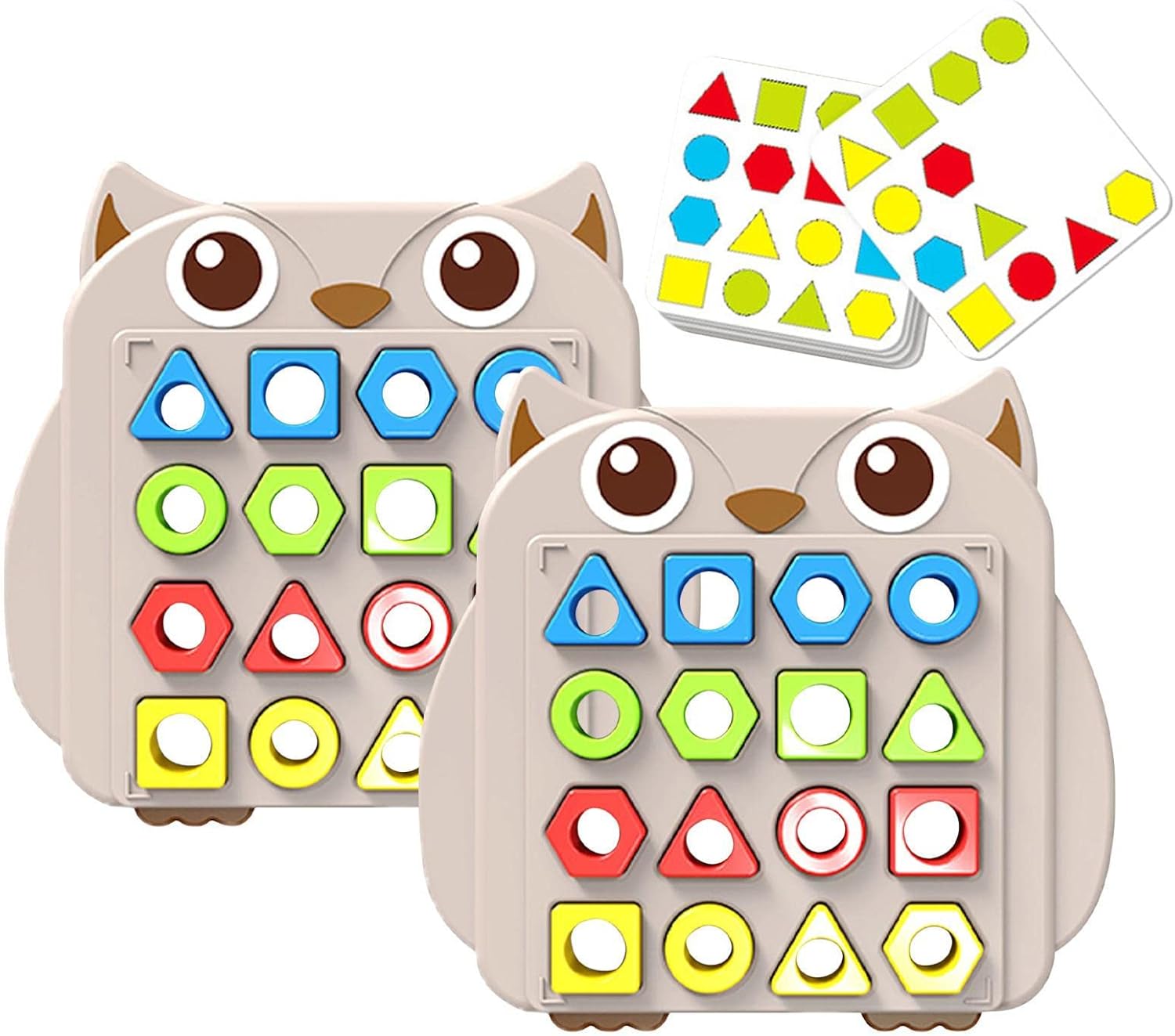 Fun Owl Pairing Shapes with Pattern Cards Two Players Challenge - 104