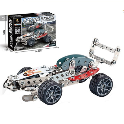 Modelos de construcción de vehículos de carreras de acero de 105 piezas STEAM