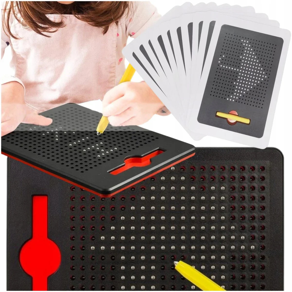 Fidtoy Small Freehand Magpad Drawing Pad with 10 Pattern Cards | Magnetic Drawing Toy