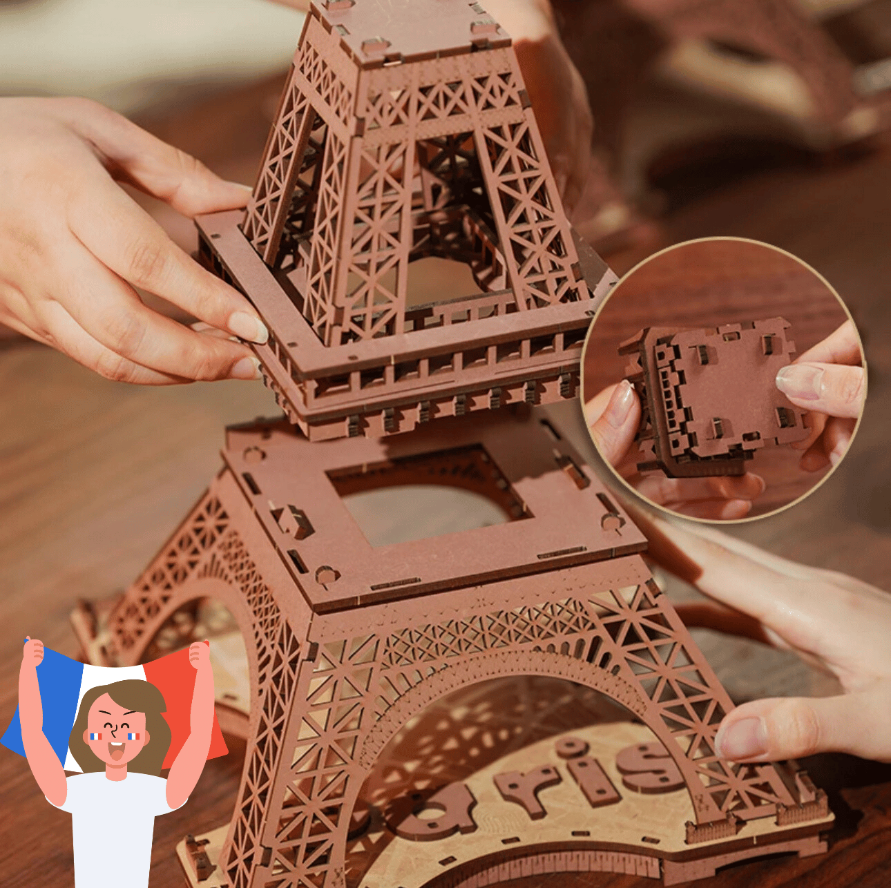 Puzzle en bois 3D Tour Eiffel