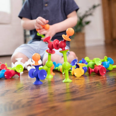 Fidtoy Suction Building Blocks Construction Toy 90 Pieces for Kids Ages 3-8, Silicone Suction Cup Blocks Set, Colorful Creative STEM Building Toy for Fine Motor Skills and Imaginative Play