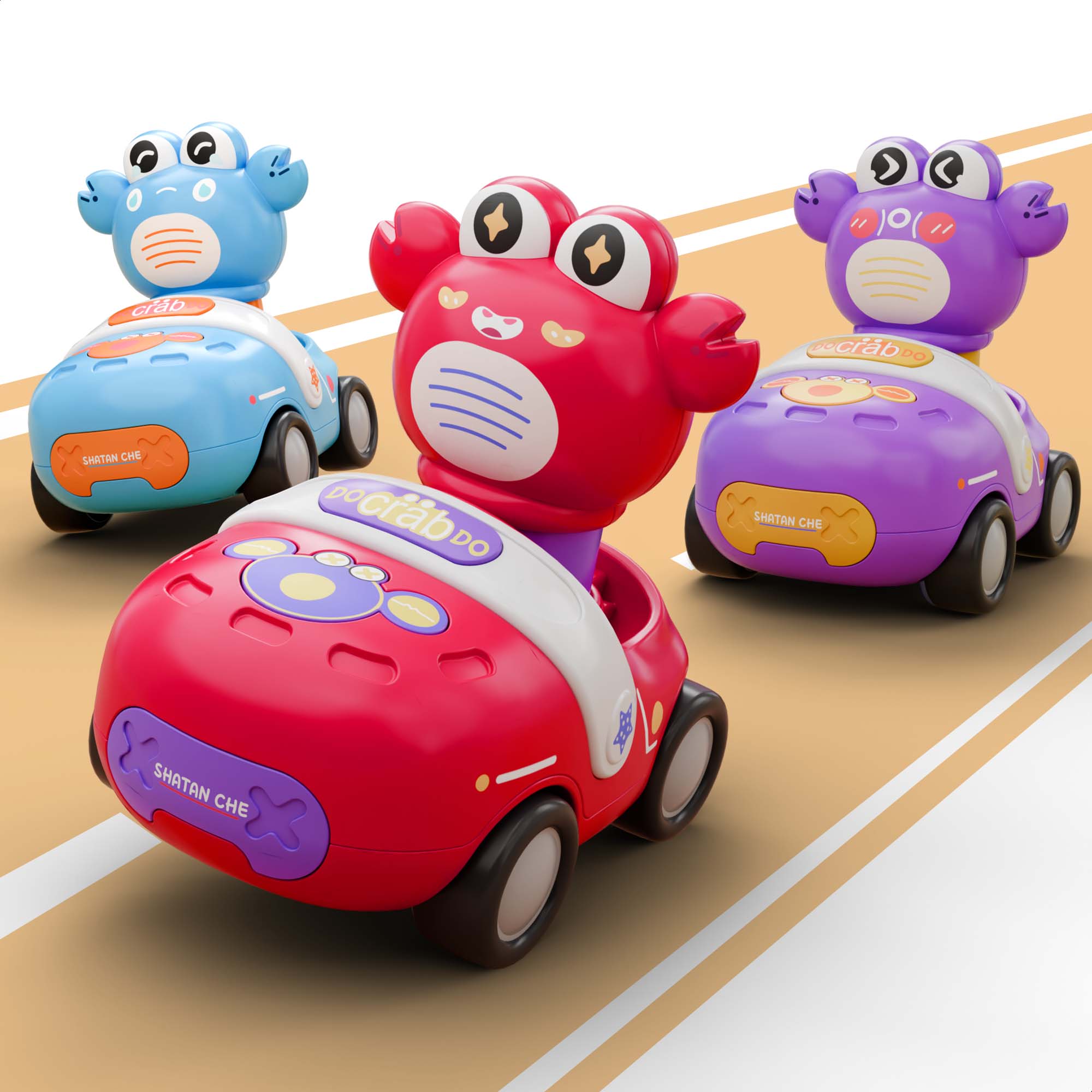 Set de juguetes de coche Fidtoy Press to Go Crab para niños pequeños