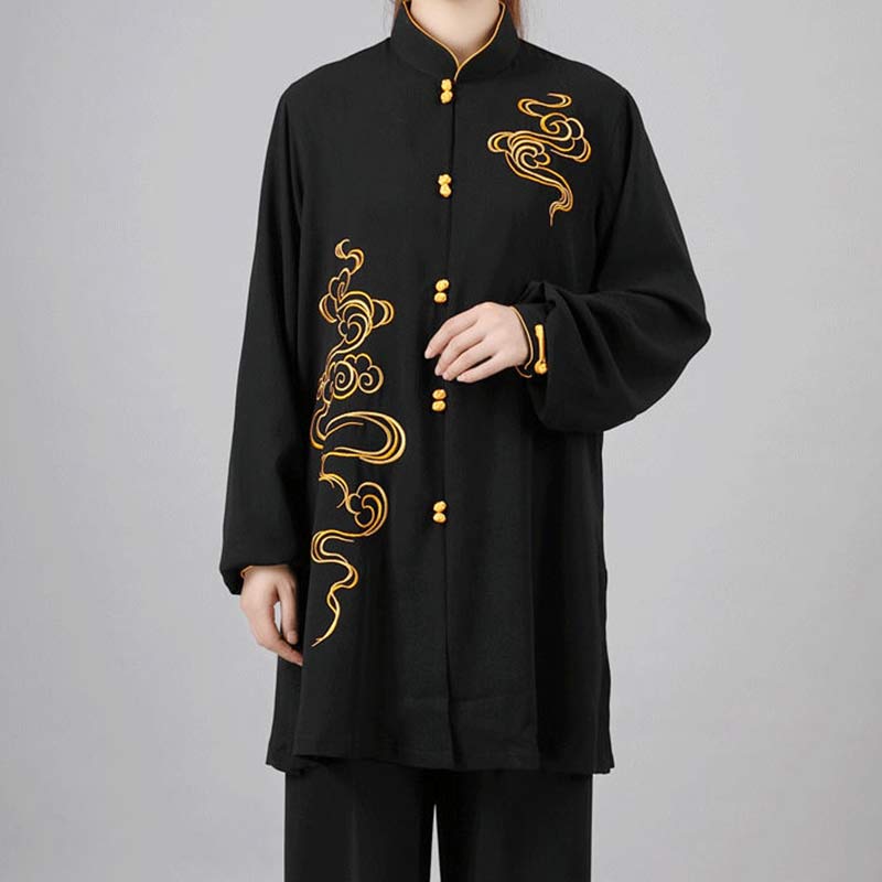Buddha Stones Auspicious Clouds Embroidery Meditation Prayer Spiritual Zen Tai Chi Qigong Practice Unisex Clothing Set - image 19