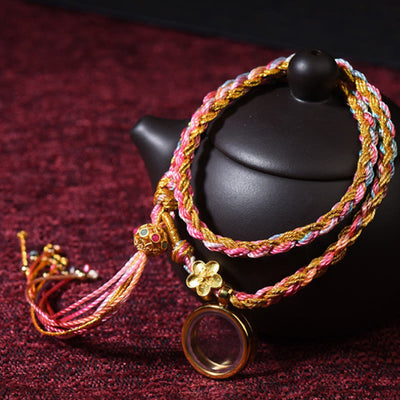 Buddha Stones Tibetan Handmade Luck Colorful String Single Double Wrap Braided Bracelet Bracelet BS Double Wrap Bracelet(Wrist Circumference 14-20cm)