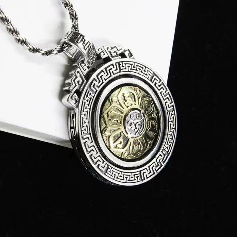 Buddha Stones Tibetan Om Mani Padme Hum Double Dorje Vajra Rotatable Purity Peace Necklace Pendant Necklaces & Pendants BS Om Mani Padme Hum