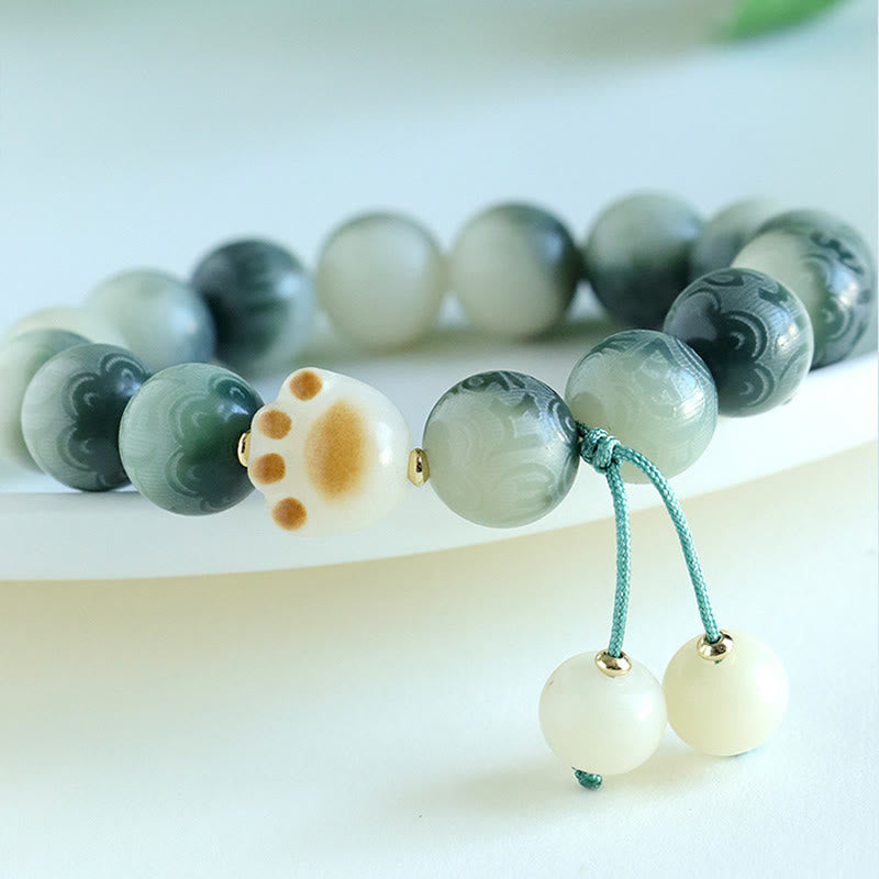 Buddha Stones Bodhi Seed Om Mani Padme Hum Carved Harmony Bracelet Bracelet BS 15