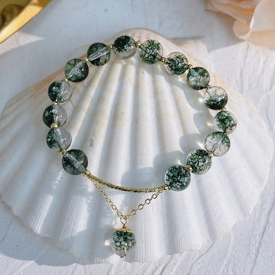 Buddha Stones Green Phantom Crystal Confidence Charm Bracelet Bracelet BS 1