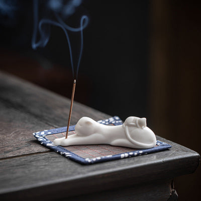 Lovely Cat Panda Ceramic Blessing Incense Burner Decoration Incense Burner BS Lazy Cat Incense Holder