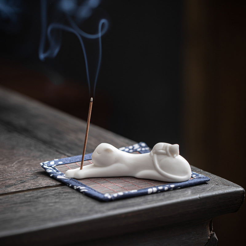 Lovely Cat Panda Ceramic Blessing Incense Burner Decoration Incense Burner BS Lazy Cat Incense Holder