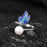 Foviel 925 Sterling Silver Pearl Butterfly Healing Necklace Pendant Earrings Ring