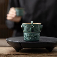 Buddha Stones Sanxingdui Ceramic Teacup Kung Fu Tea Cup With Bag Cup BS 9.8cm*7.2cm*140ml/90ml/60ml