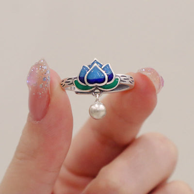 Buddha Stones Lotus Flower Pattern Enlightenment Ring Ring BS LOTUS SYMBOL(Enlightenment♥New Beginning)